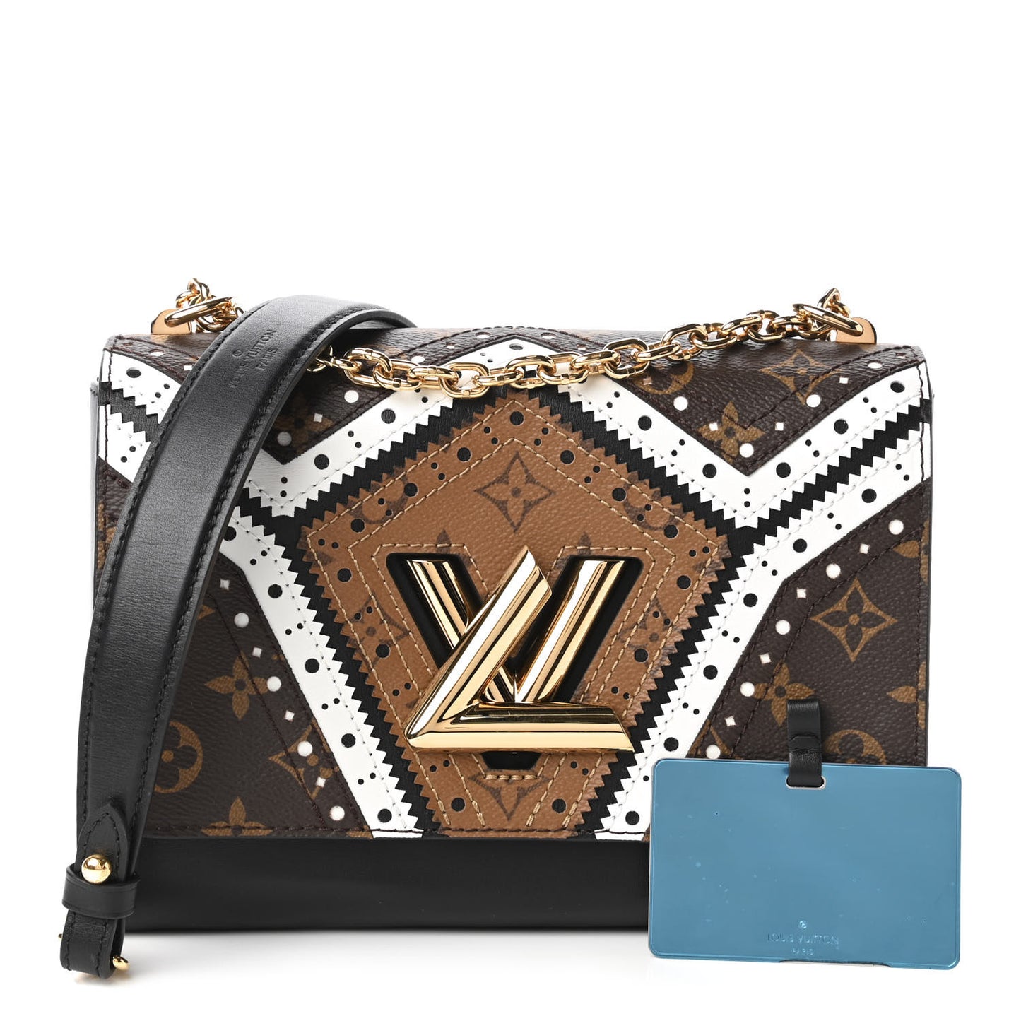 Veau Satin Monogram Twist Shoulder Bag MM Black