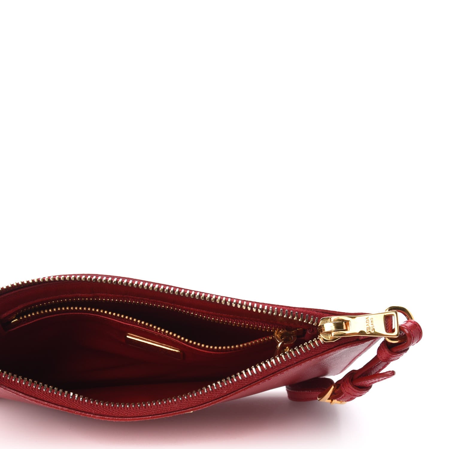 Prada Saffiano Clutch Wristlet Fuoco 5 of 6