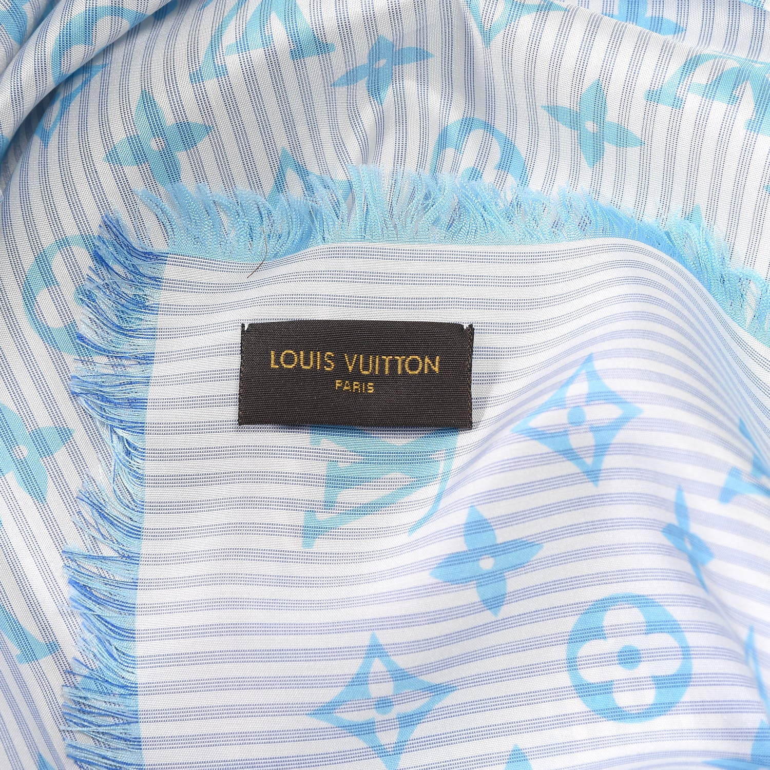 Louis Vuitton Silk Sur Mesure Square Scarf Blue 4 of 4