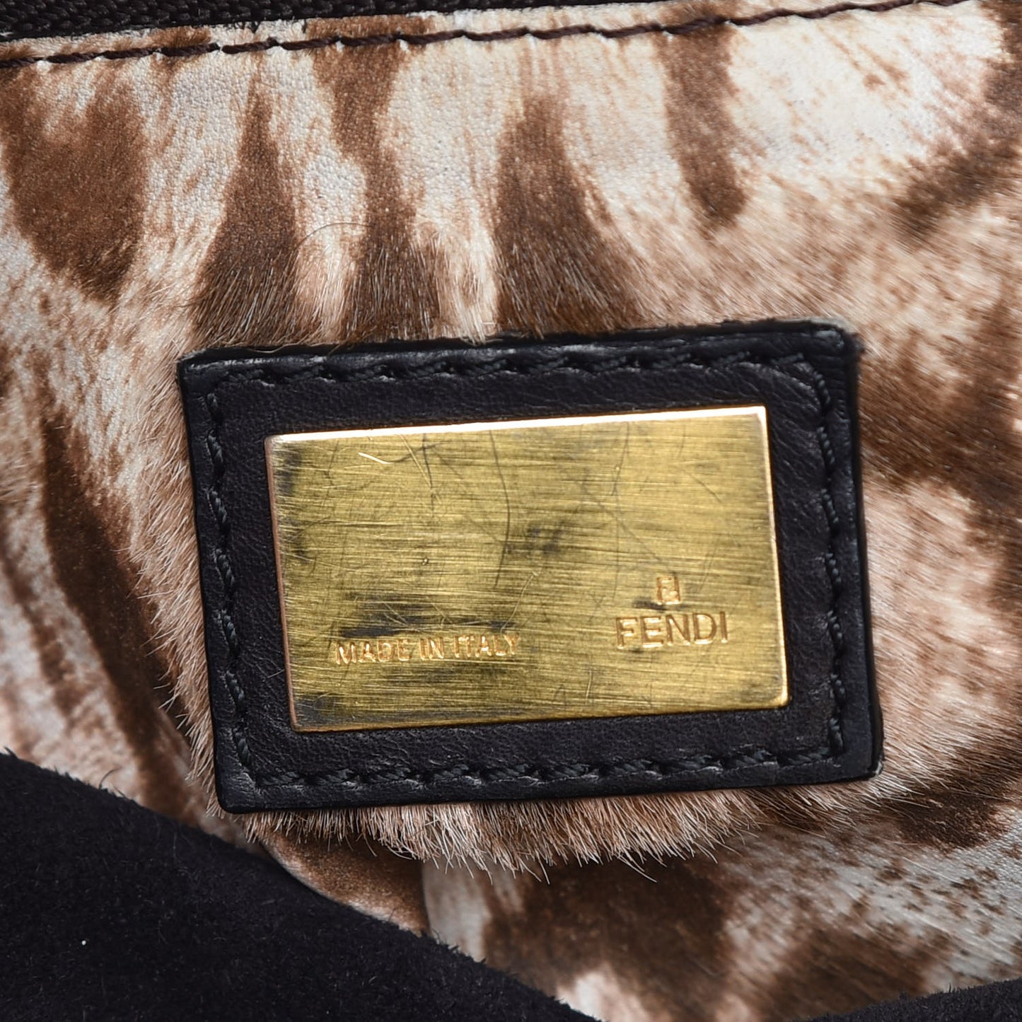 Calfskin Calf Hair Leopard Print Medium Peekaboo Iconic Satchel Black