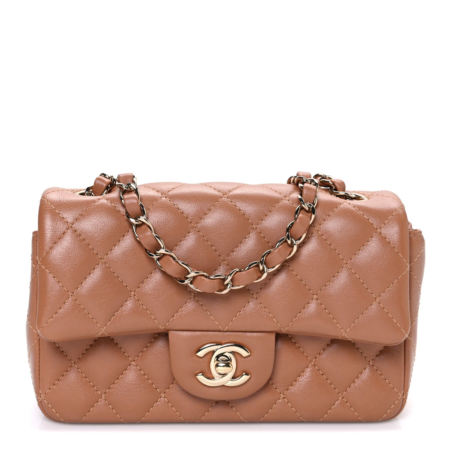 Chanel Lambskin Quilted Mini Rectangular Flap Brown 1 of 11
