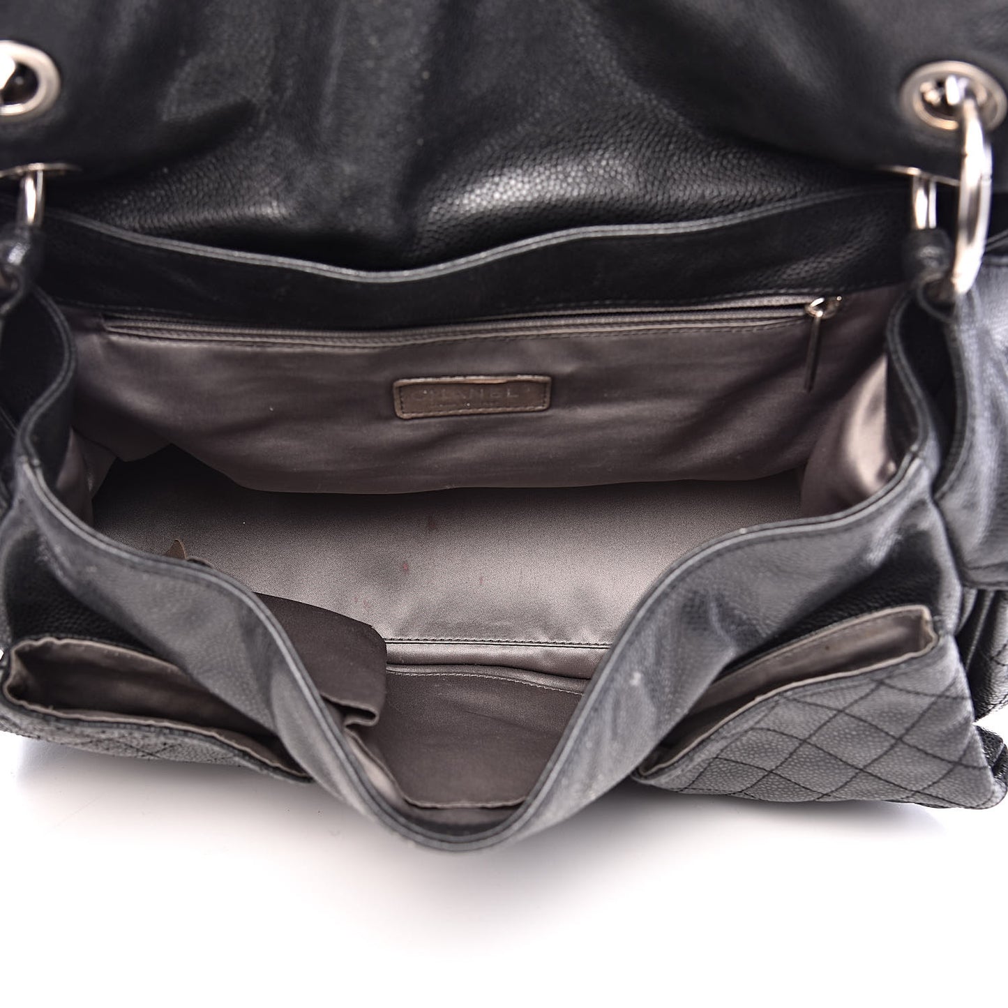 Caviar Quilted Mademoiselle Satchel Black