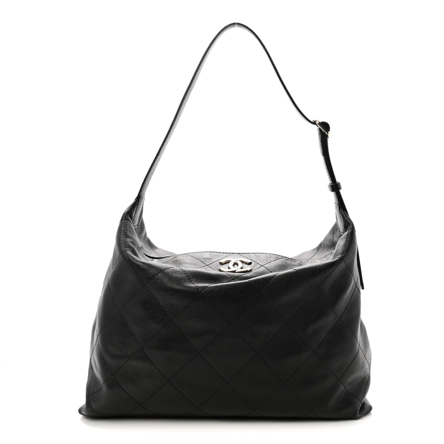 Chanel Shiny Lambskin Quilted Maxi Hobo Black 1 of 10