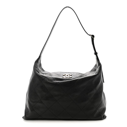 Chanel Shiny Lambskin Quilted Maxi Hobo Black 1 of 10
