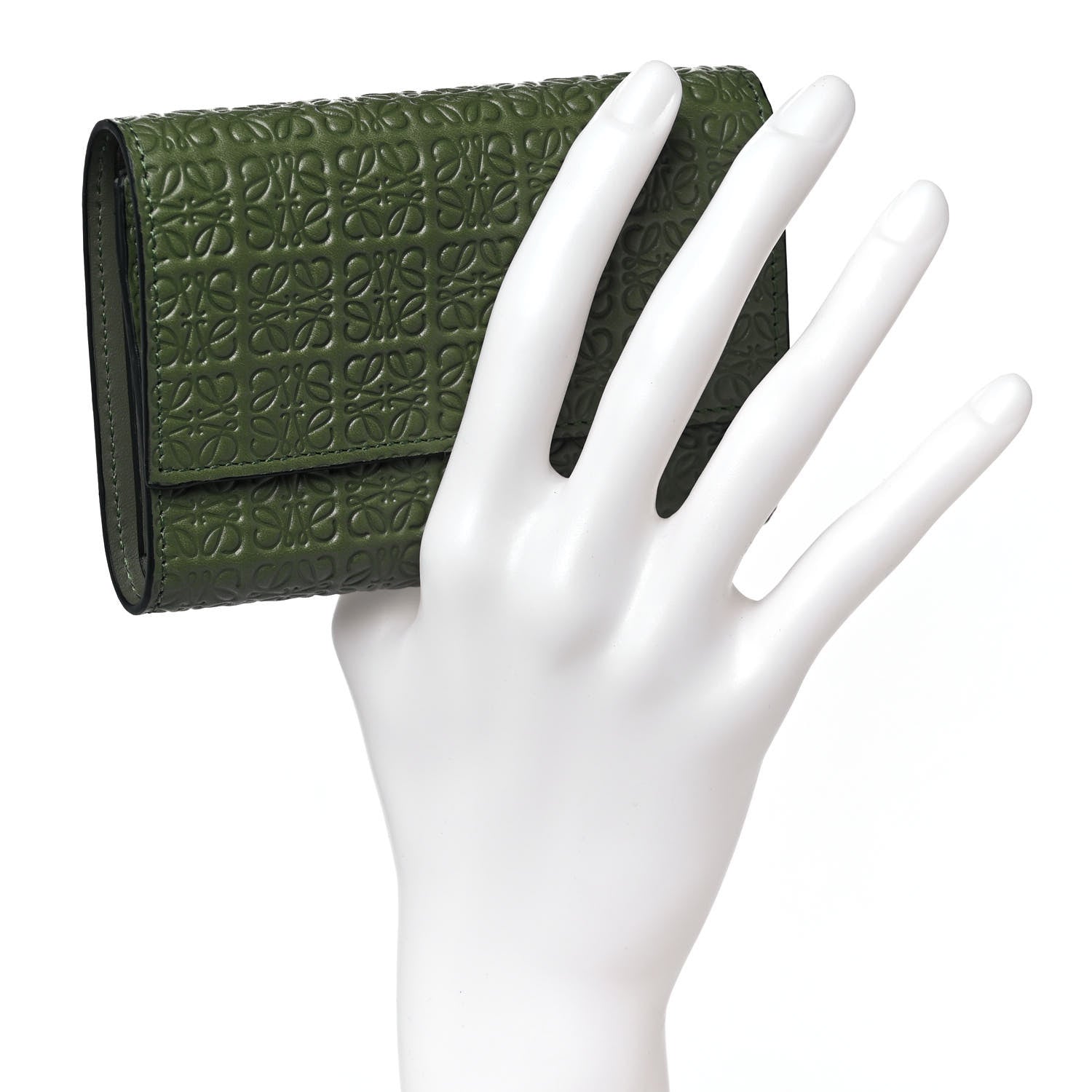 Loewe Calfskin Embossed Small Wallet Avocado 2 of 9