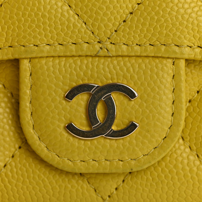 Chanel Caviar Quilted Flap Card Holder Wallet Yellow 8 of 9