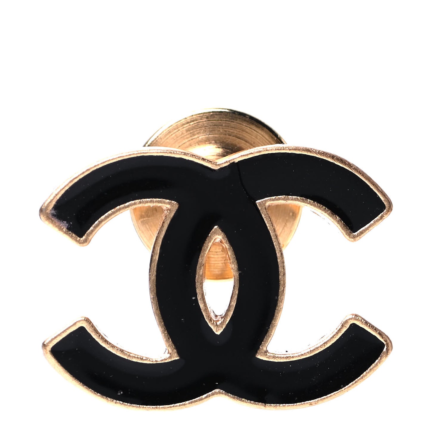 Enamel CC Brooch Black Gold