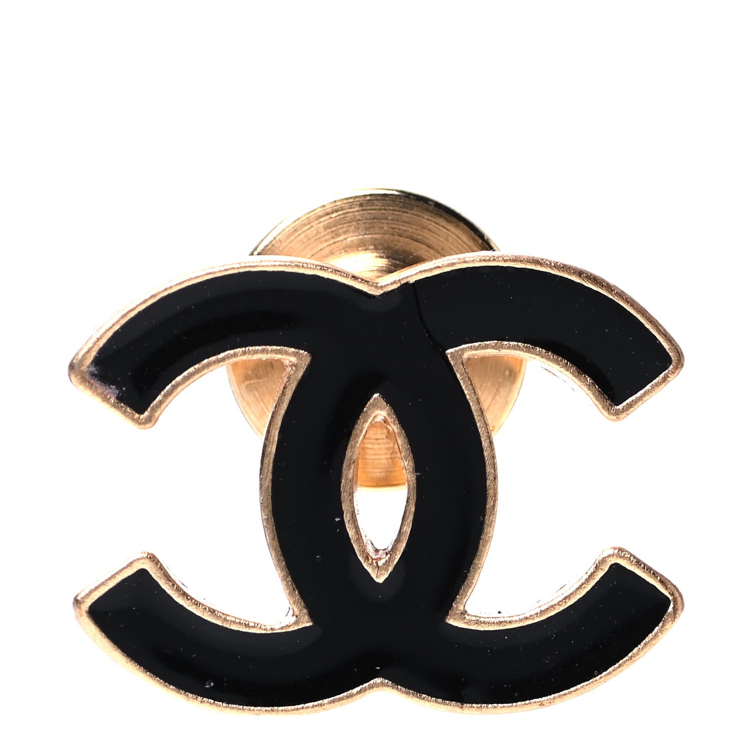 Chanel Enamel CC Brooch Black Gold 1 of 4