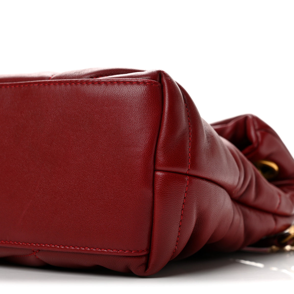 Lambskin Quilted Small Loulou Puffer Monogram Chain Satchel Opyum Red