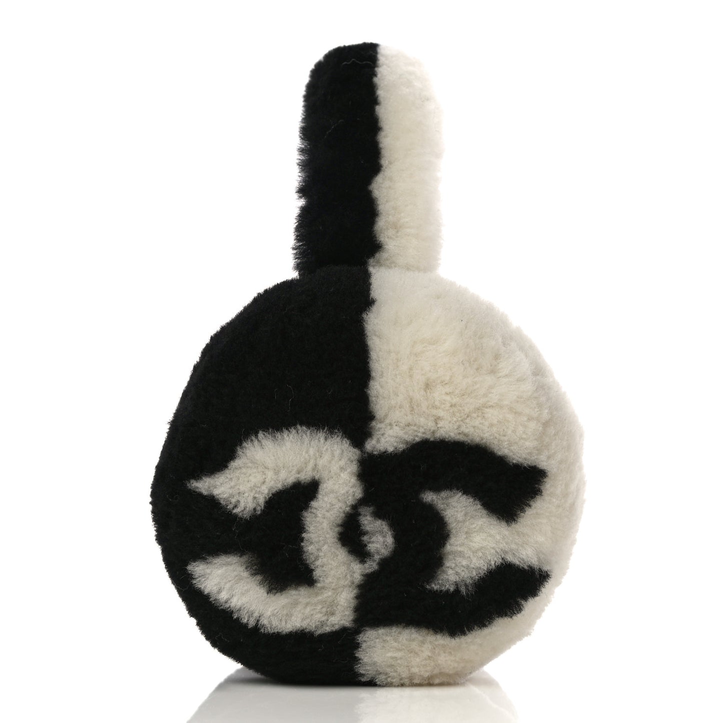Shearling CC Ear Muffs Black White