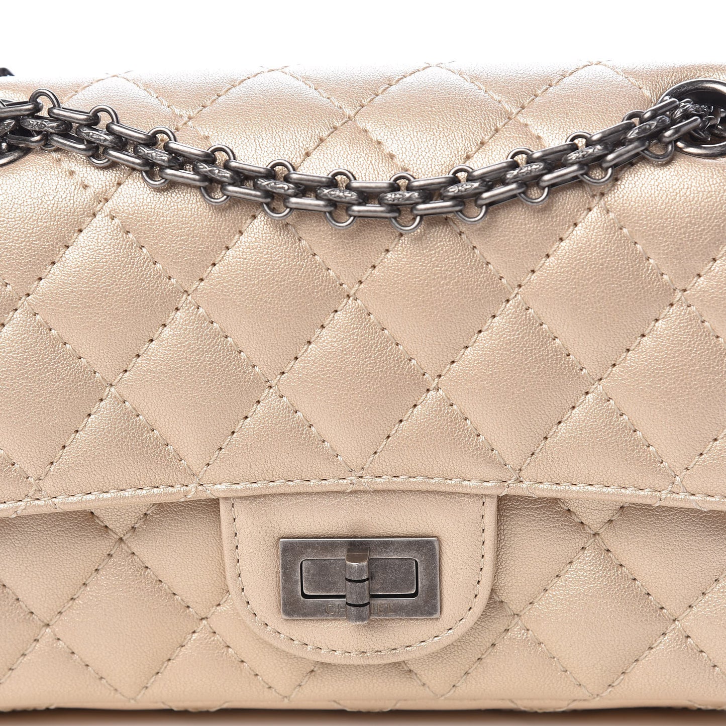 Metallic Sheepskin Quilted 2.55 Reissue Mini Flap Beige