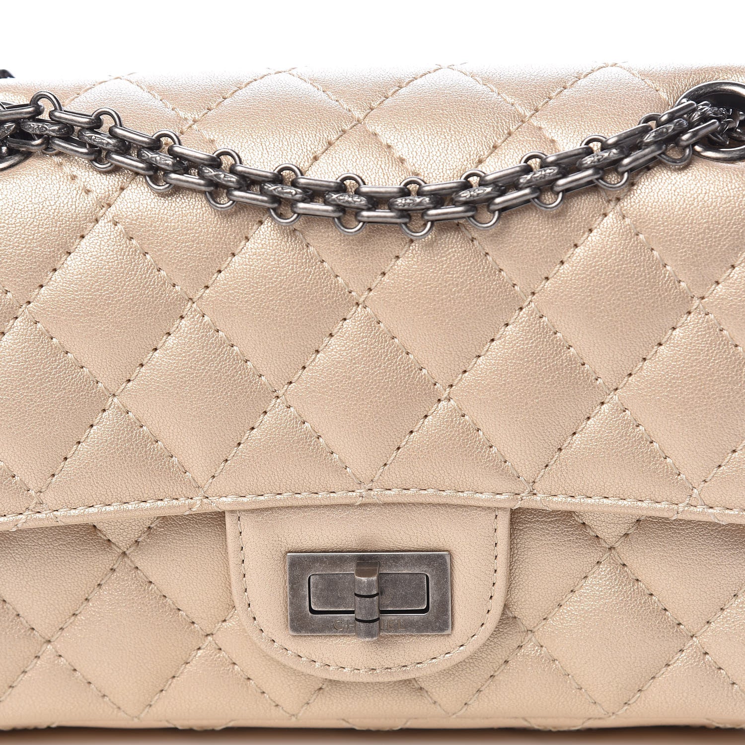 Chanel Metallic Sheepskin Quilted 2.55 Reissue Mini Flap Beige 8 of 11