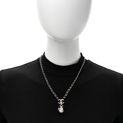 Chanel Lambskin Crystal Pearl CC Heart Drop Necklace Gold Black 3 of 5