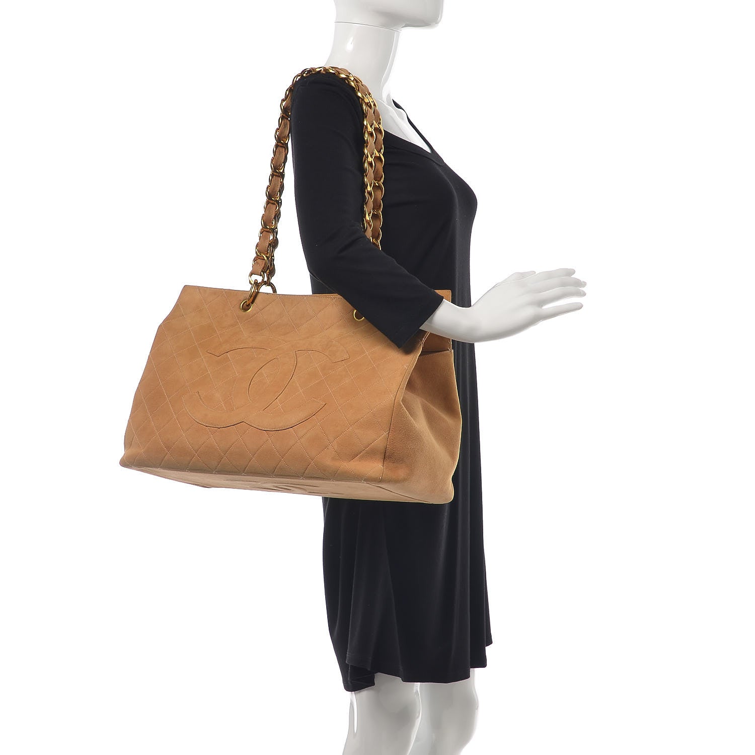 Chanel Suede Quilted Tote Beige 2 of 25