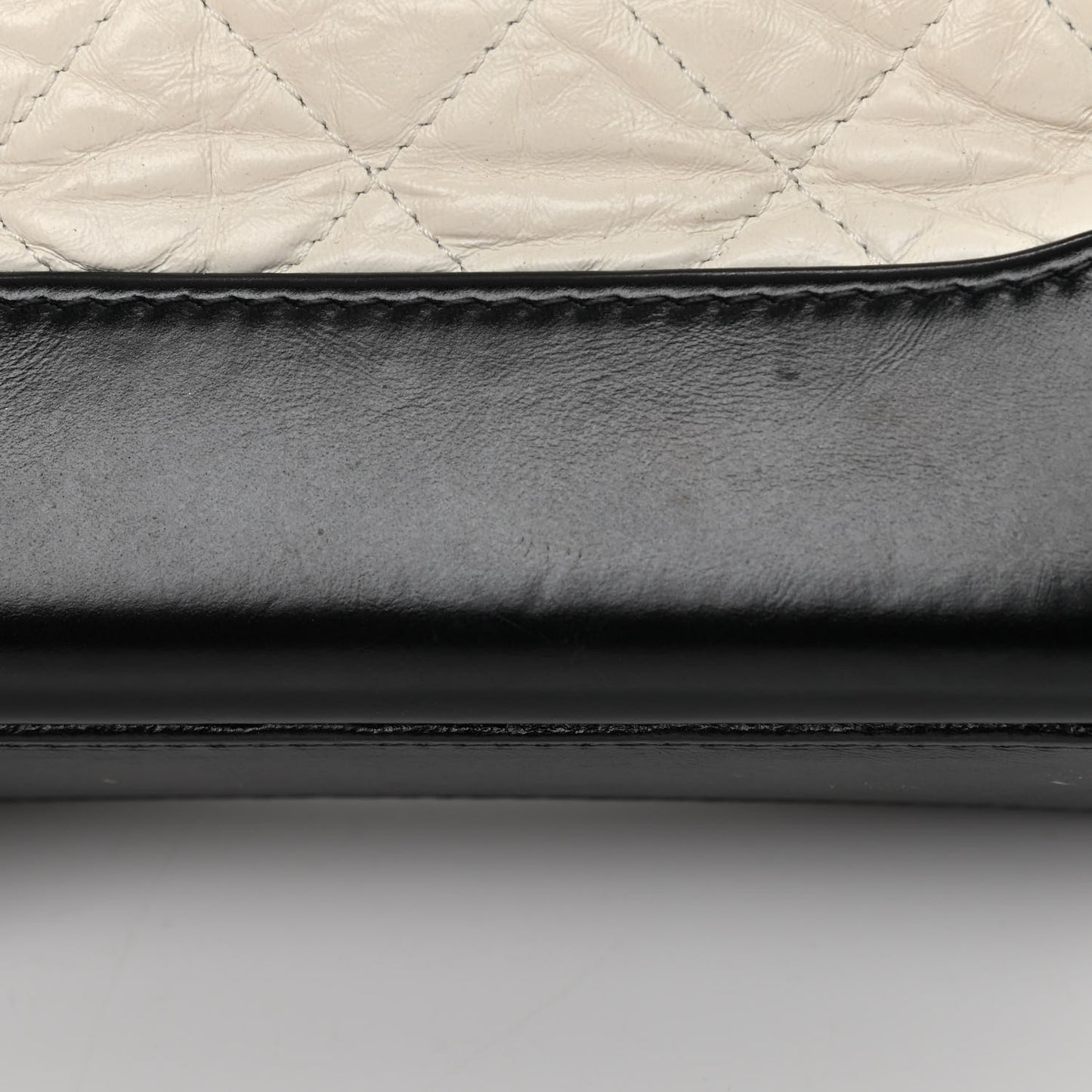 Aged Calfskin Quilted Small Gabrielle Hobo Black White