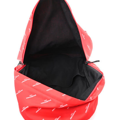 Balenciaga Twill Nylon Allover Logo Print Explorer Backpack Rouge Vermillion White 5 of 9