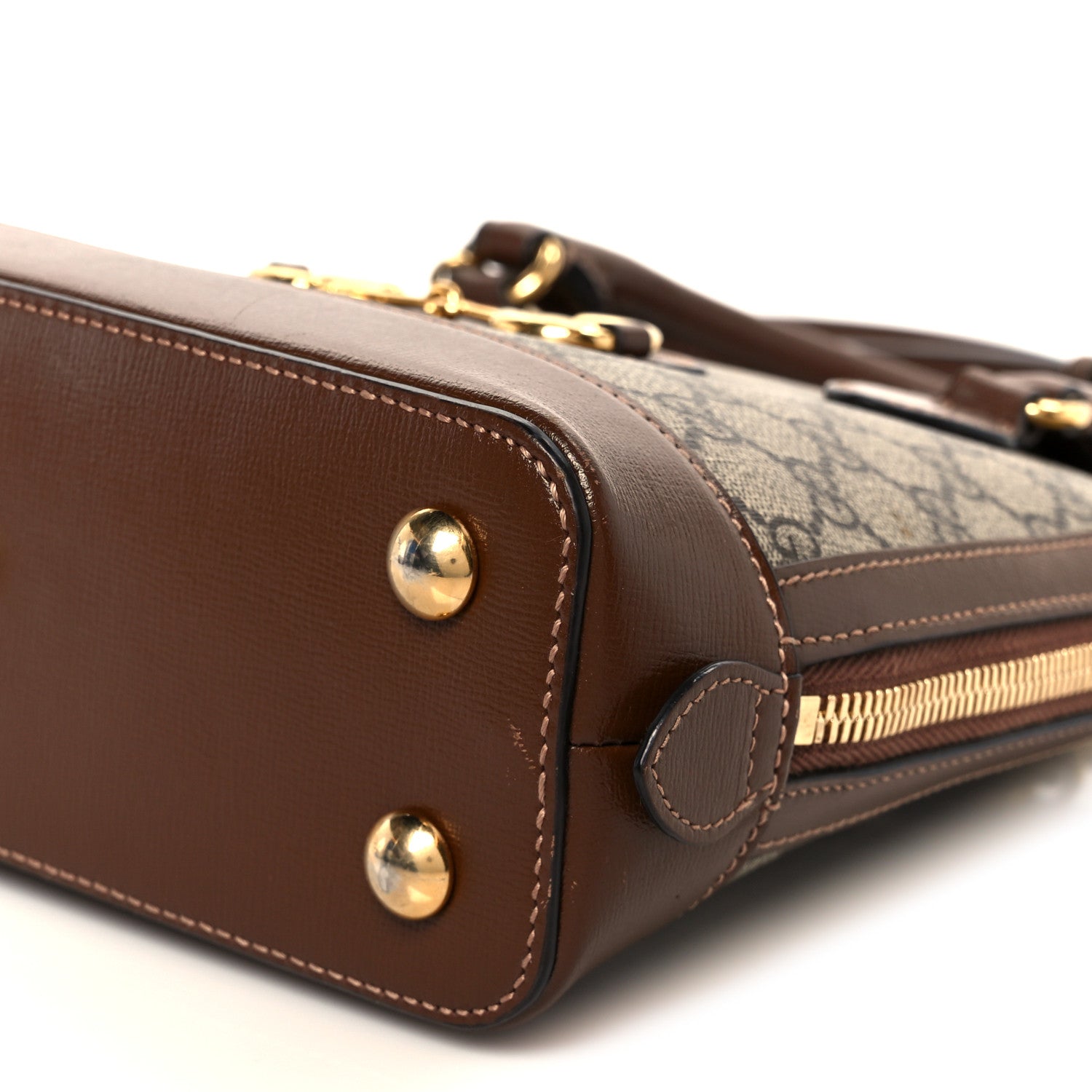 Gucci GG Supreme Monogram Azalea Calfskin Small Horsebit 1955 Top Handle Bag Beige Ebony Brown Sugar 11 of 11