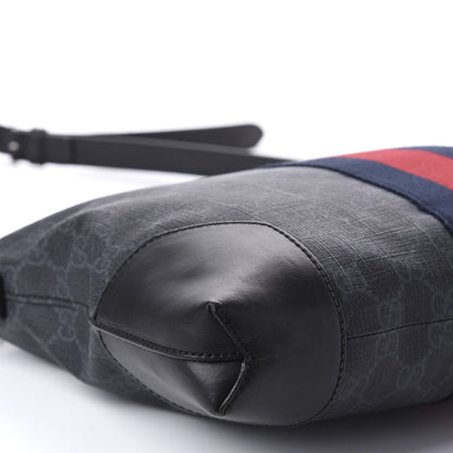 Gucci Soft GG Supreme Monogram Appia Calfskin Web East West Messenger Bag Black Grey 6 of 10