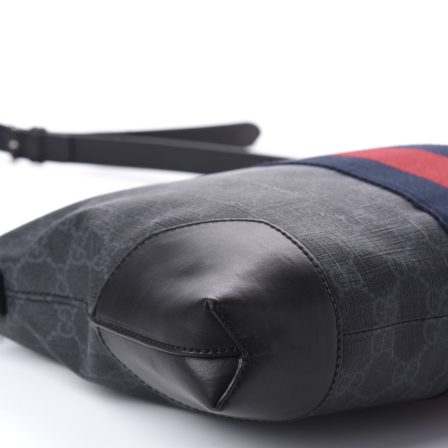 Gucci Soft GG Supreme Monogram Appia Calfskin Web East West Messenger Bag Black Grey 6 of 10