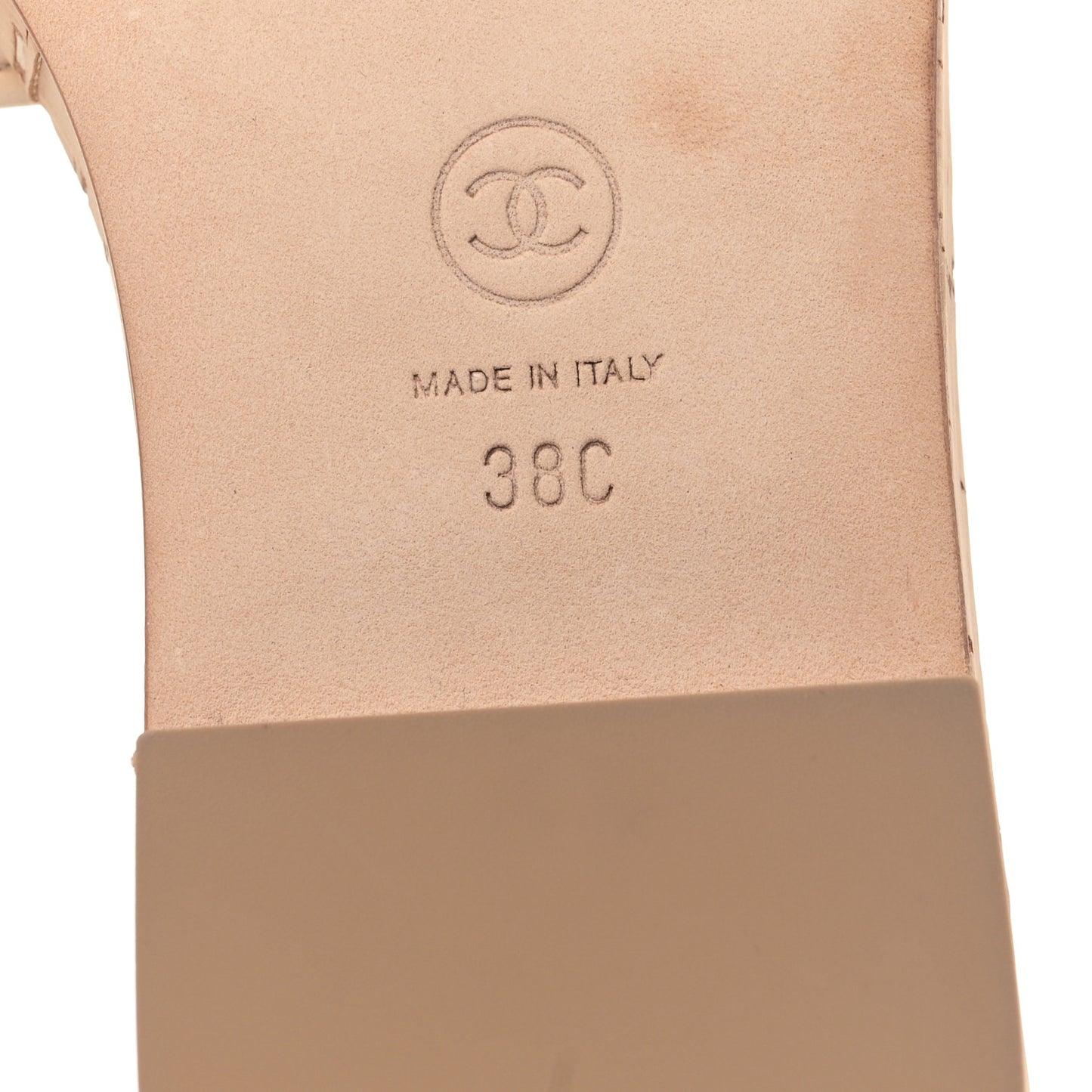 Calfskin Cork Logo Mule Sandal 38 Beige Black