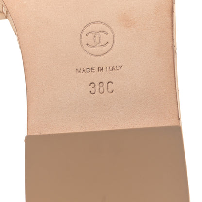 Chanel Calfskin Cork Logo Mule Sandal 38 Beige Black 6 of 8