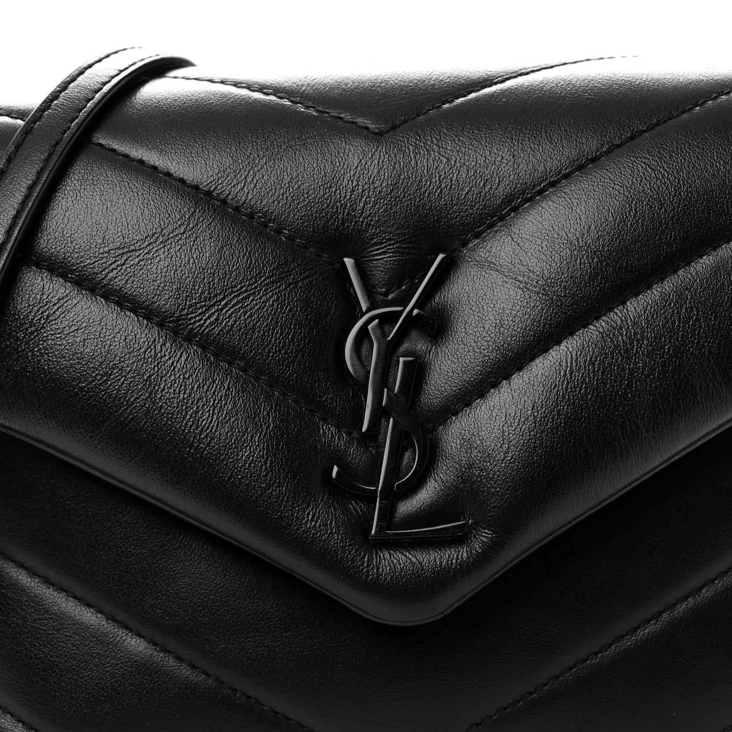 Saint Laurent Calfskin Y Quilted Monogram Monochrome Toy Loulou Crossbody Bag Black 8 of 10