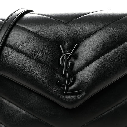 Saint Laurent Calfskin Y Quilted Monogram Monochrome Toy Loulou Crossbody Bag Black 8 of 10