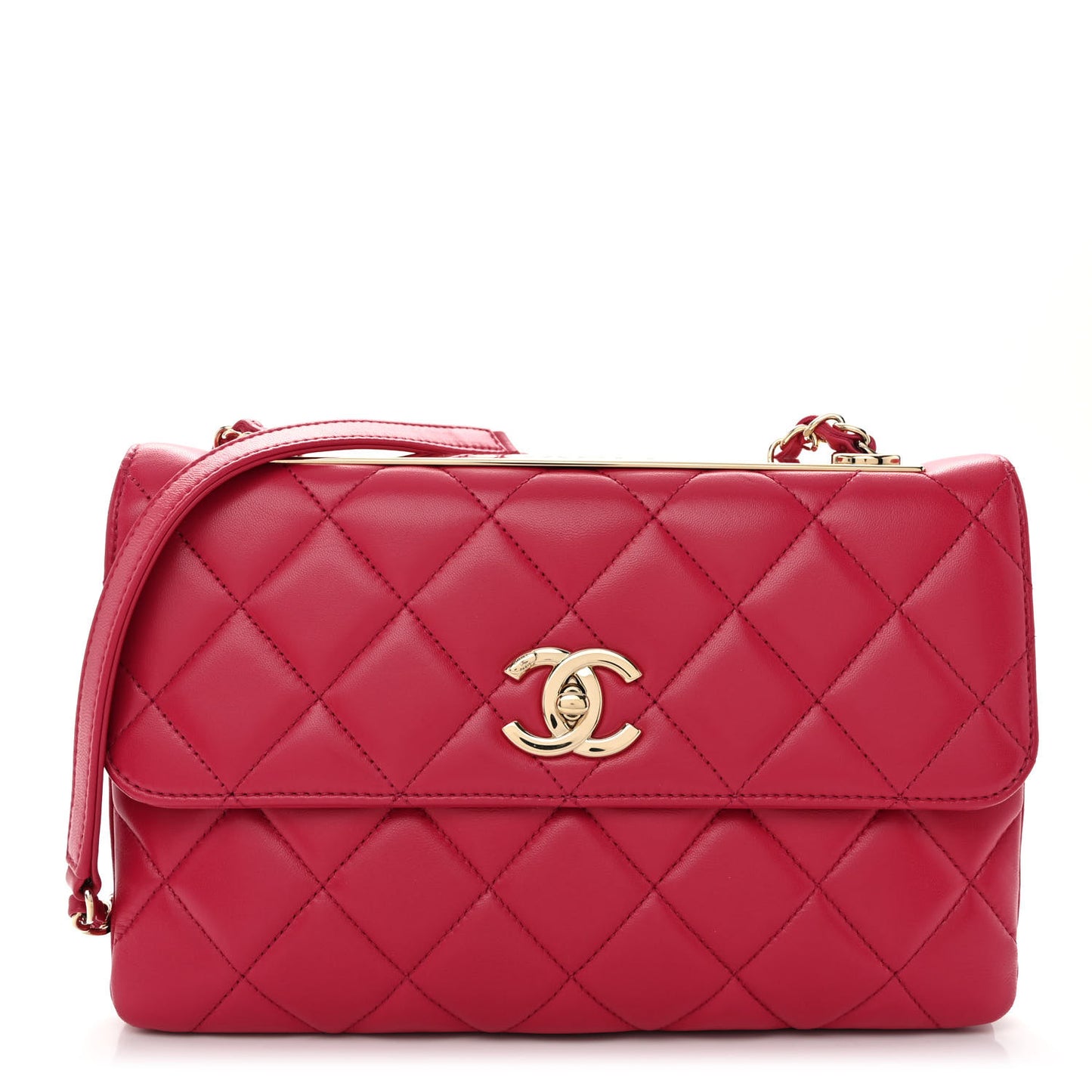 Lambskin Quilted Medium Trendy CC Flap Dark Pink