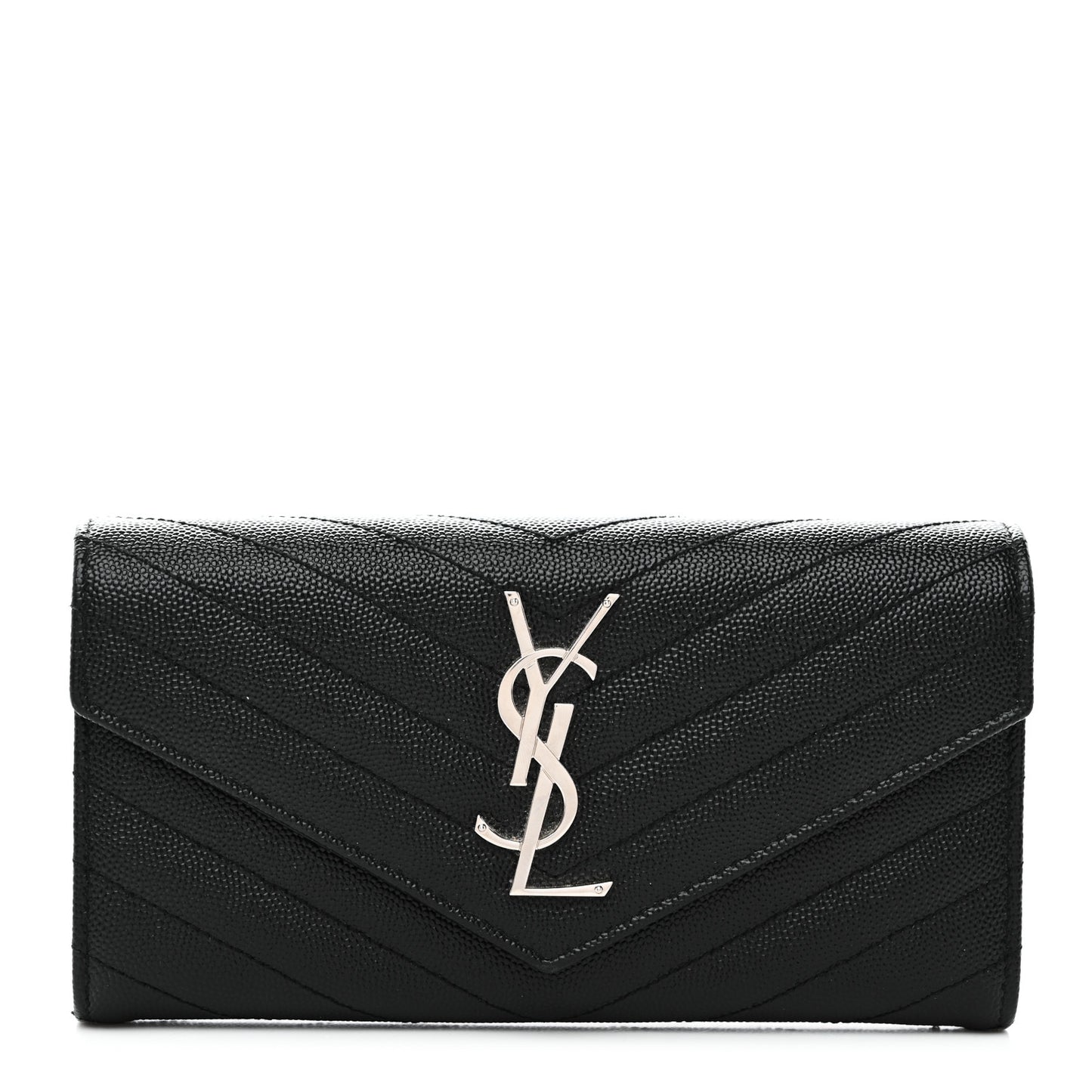 Grain De Poudre Matelasse Chevron Monogram Flap Wallet Black