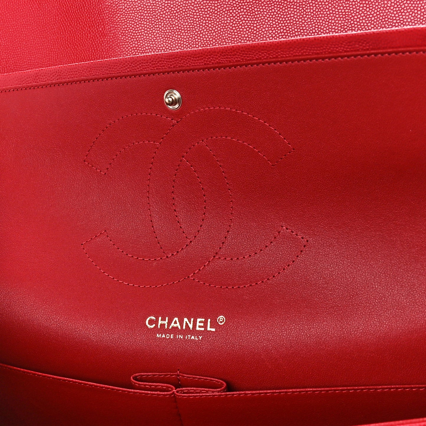Caviar Quilted Jumbo Double Flap Red