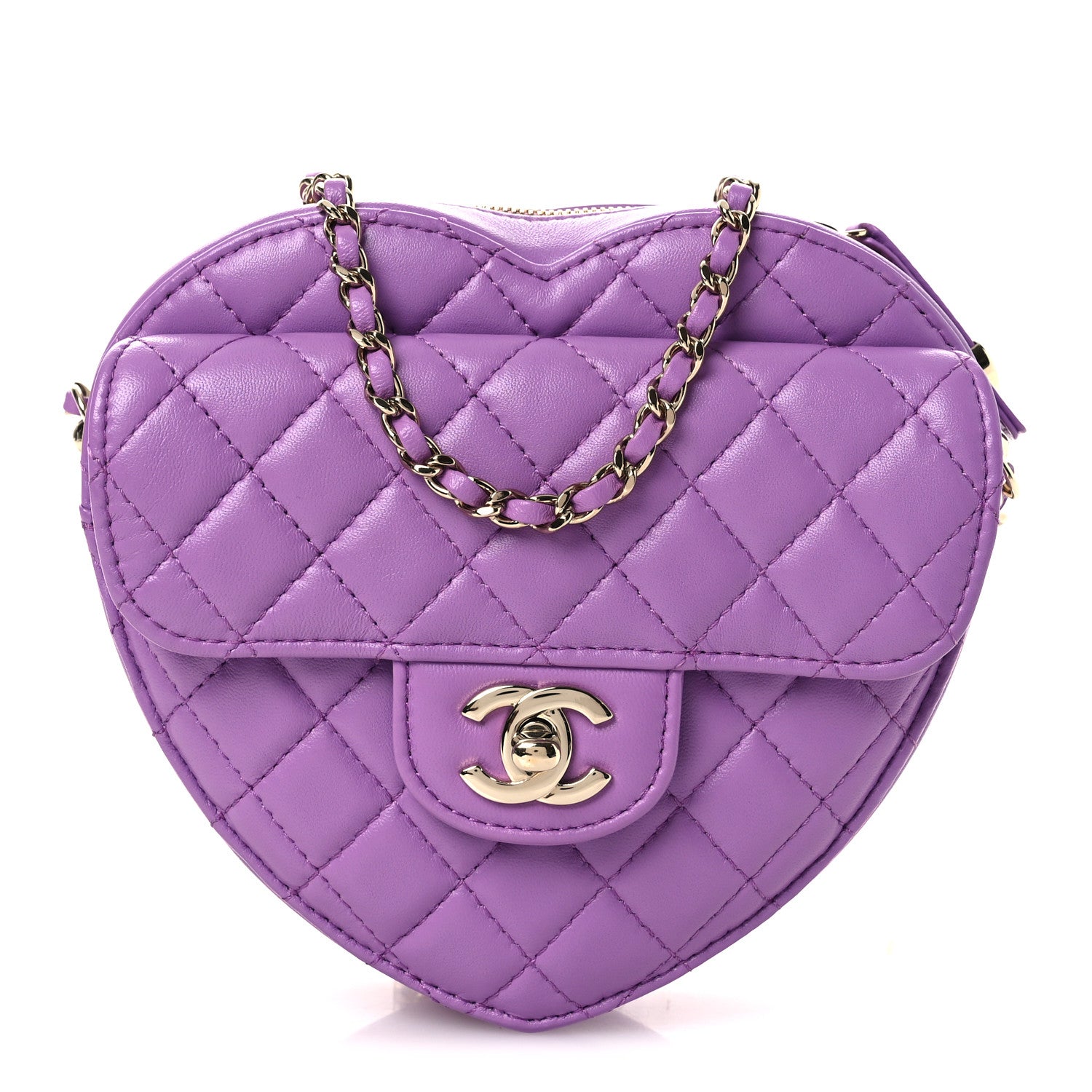 Chanel Lambskin Quilted CC In Love Heart Bag Purple 1 of 11