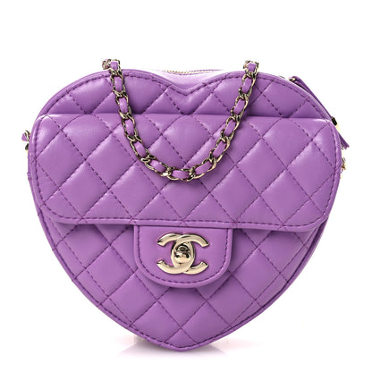 Chanel Lambskin Quilted CC In Love Heart Bag Purple 1 of 11