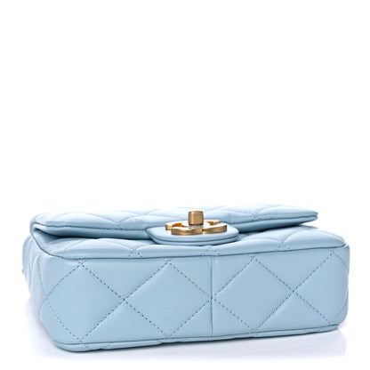 Chanel Lambskin Enamel Quilted Mini Pending CC Square Flap Light Blue 4 of 11