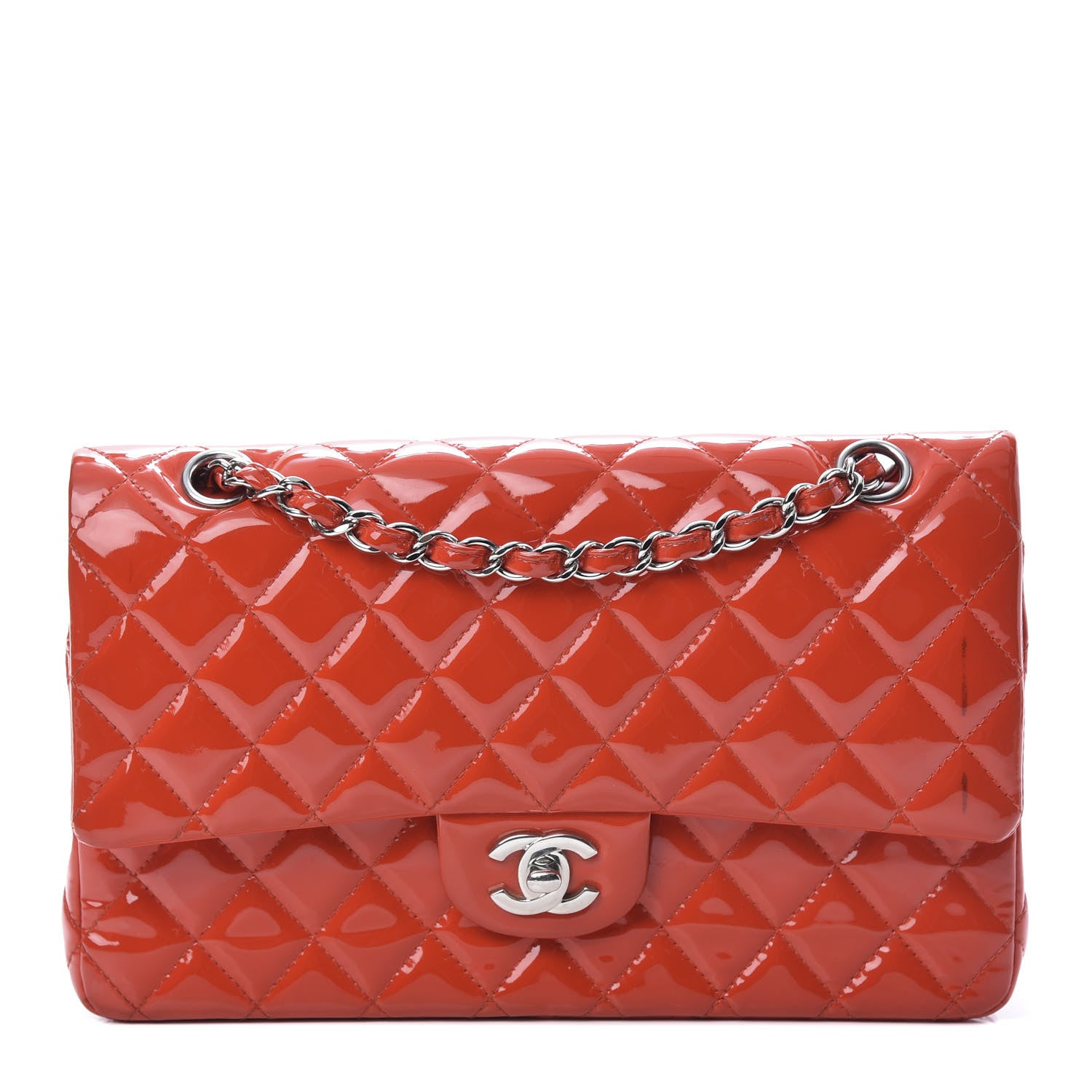 Chanel Patent Calfskin Quilted Medium Double Flap Red 1 of 15