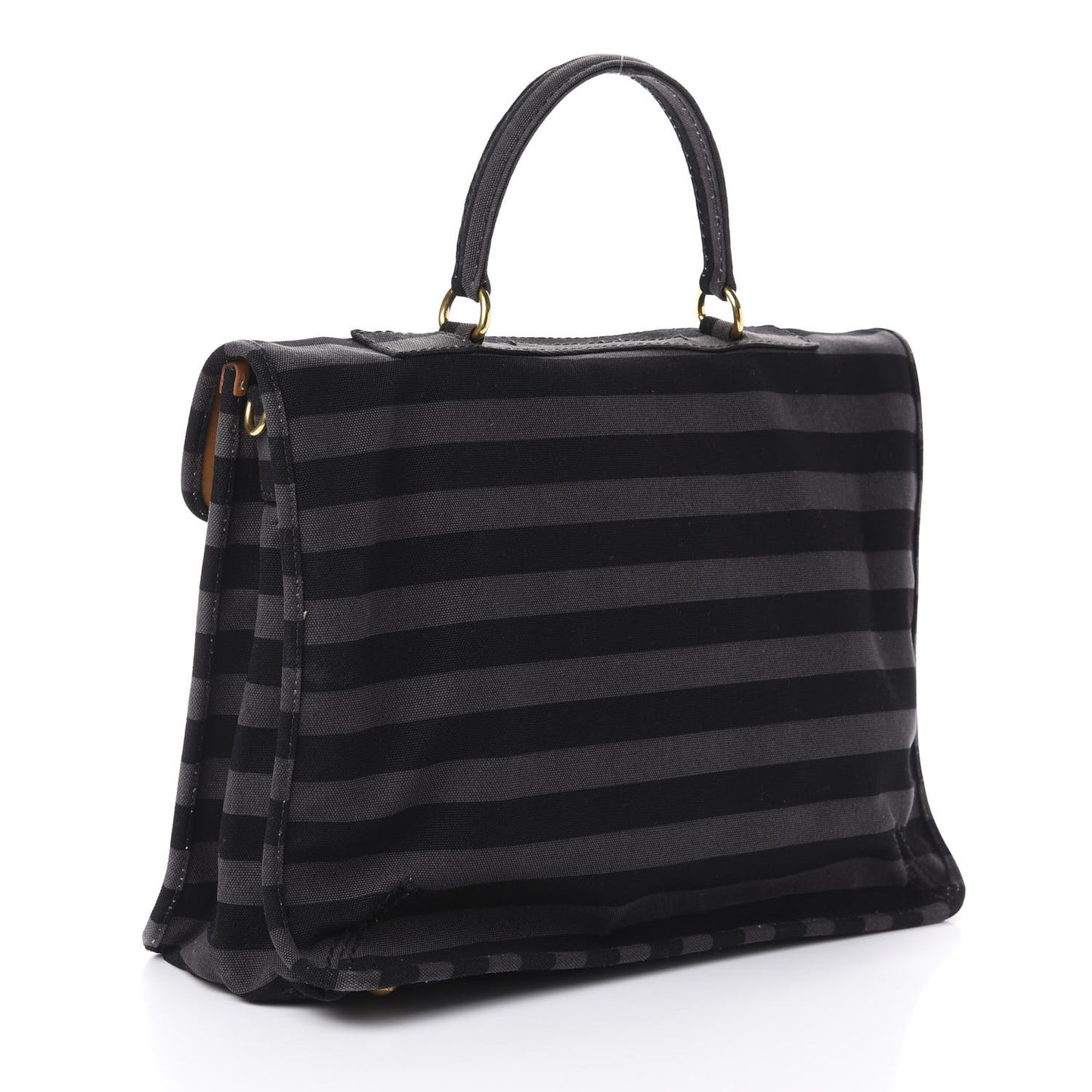 Canvas Canapa Righe Striped Top Handle Satchel Gendarme