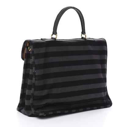 Prada Canvas Canapa Righe Striped Top Handle Satchel Gendarme 3 of 9