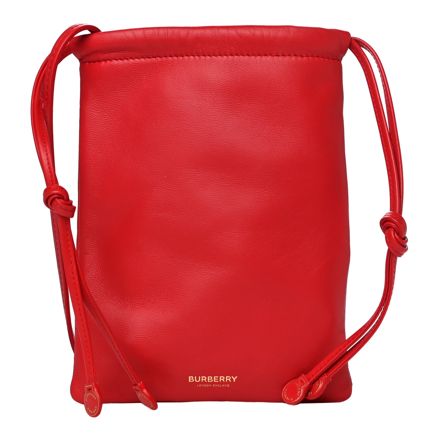 Calfskin Small Drawcord Pouch Red