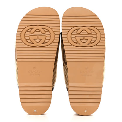 Gucci Monogram Jumbo GG Nappa Samoa Platform 40mm Slide Sandals 38 Camel Ebony New Acero 5 of 9