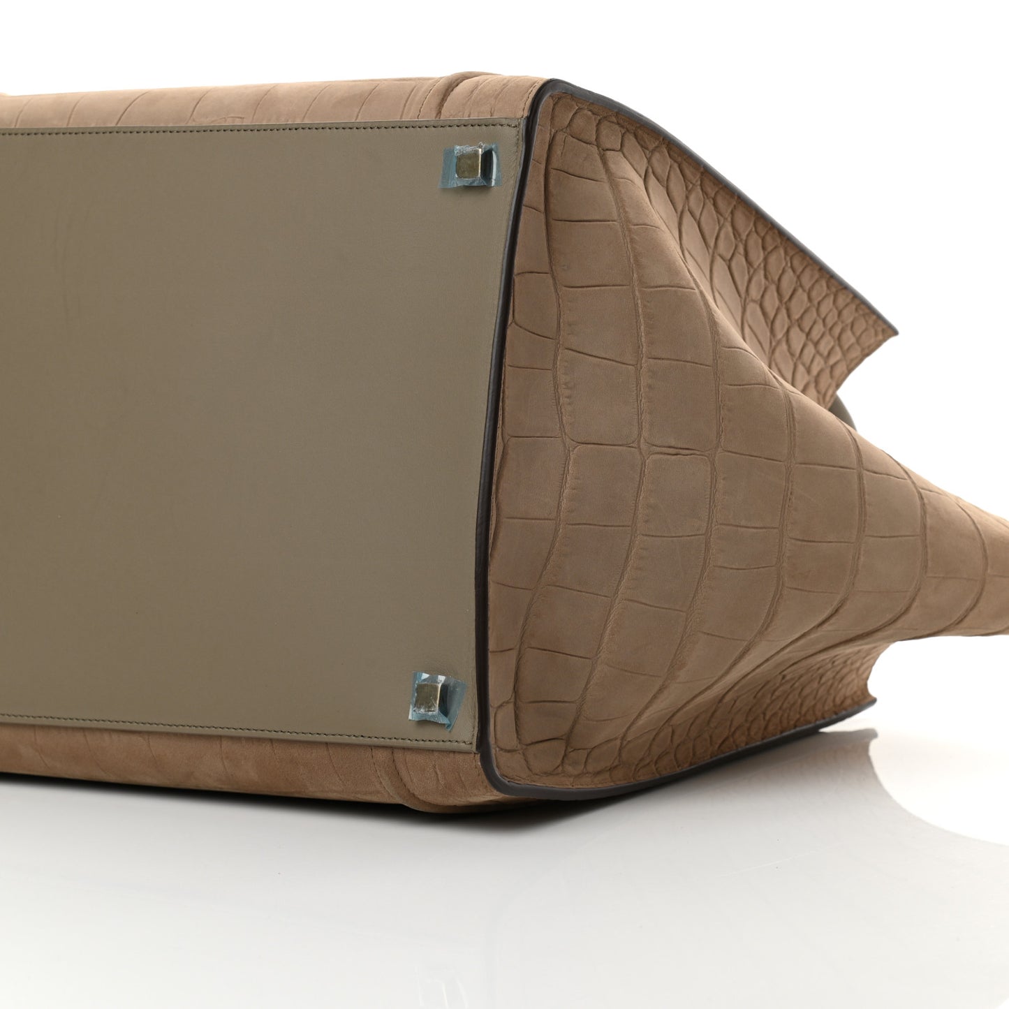 Crocodile Embossed Nubuck Medium Phantom Luggage Beige