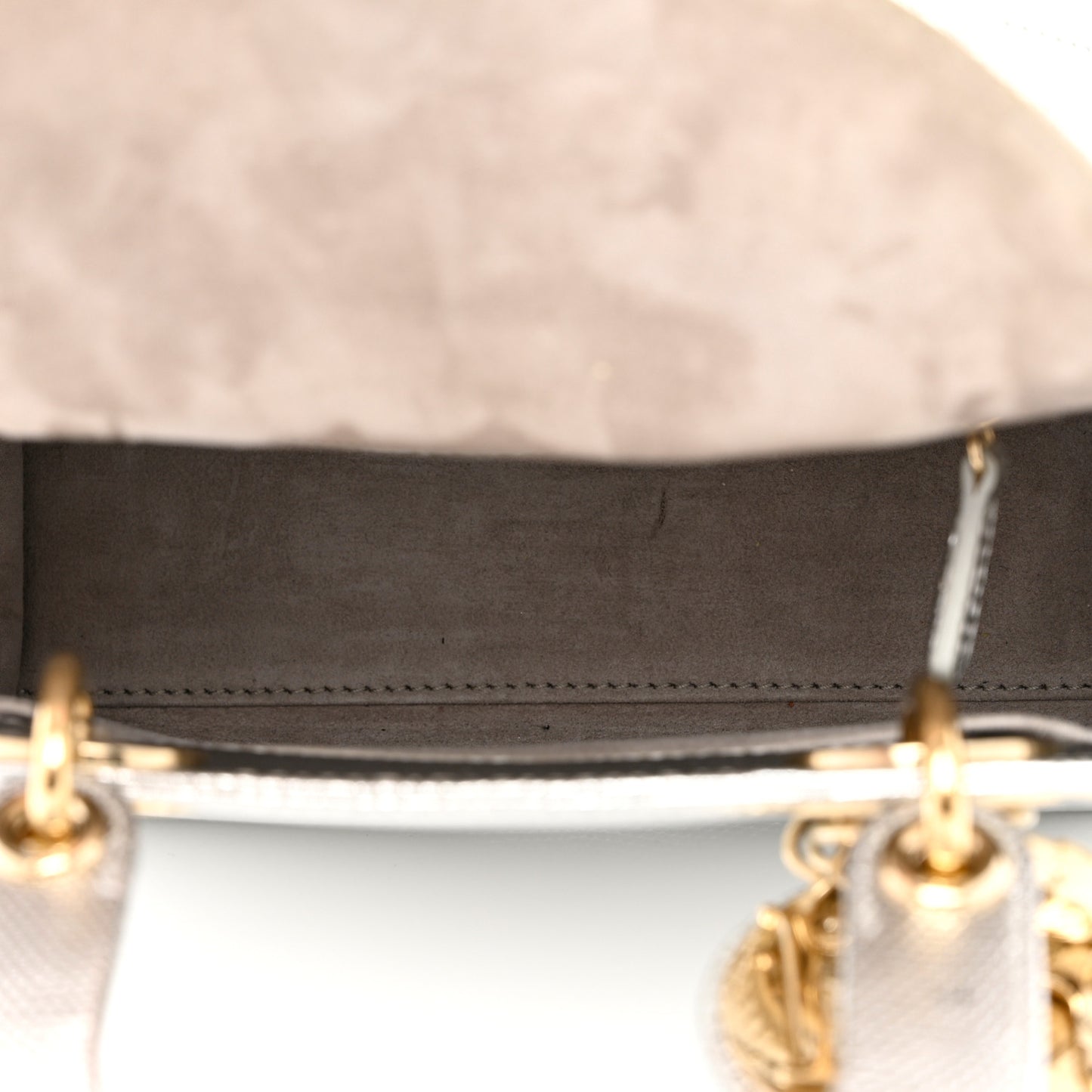 Metallic Lizard Mini Lady Dior Silver