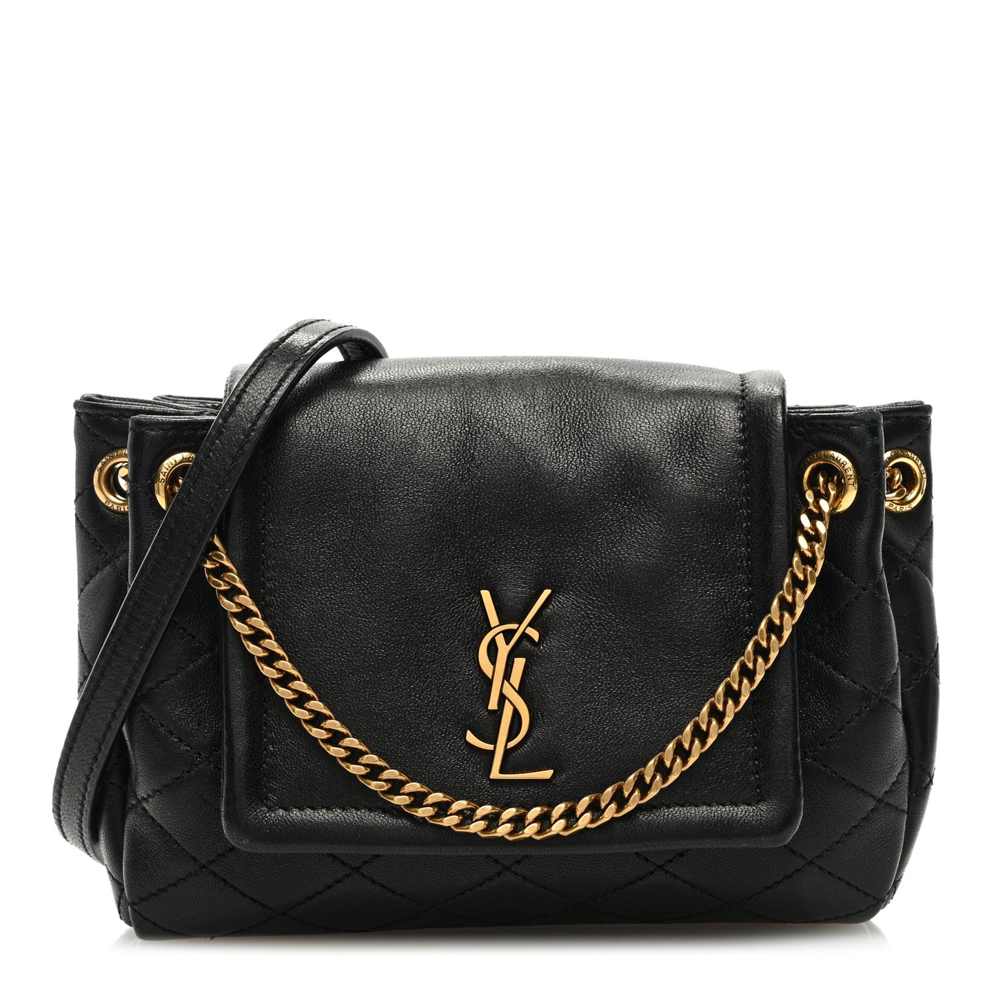 Lambskin Quilted Monogram Mini Nolita Black