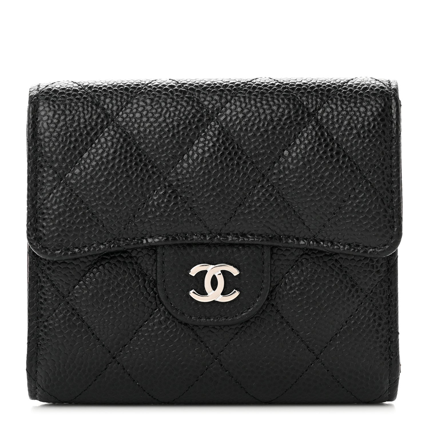 Chanel Caviar Quilted Compact Flap Wallet Black 1 of 8