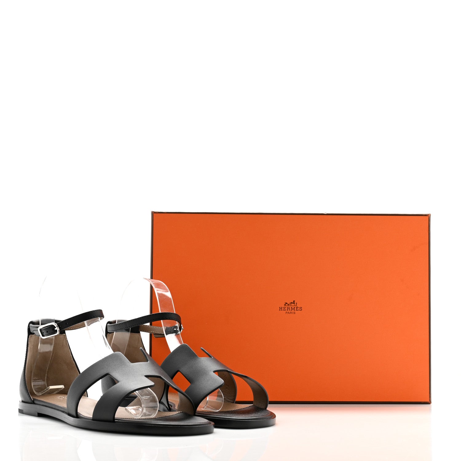 Hermes Calfskin Santorini Sandals 39 Black 10 of 10