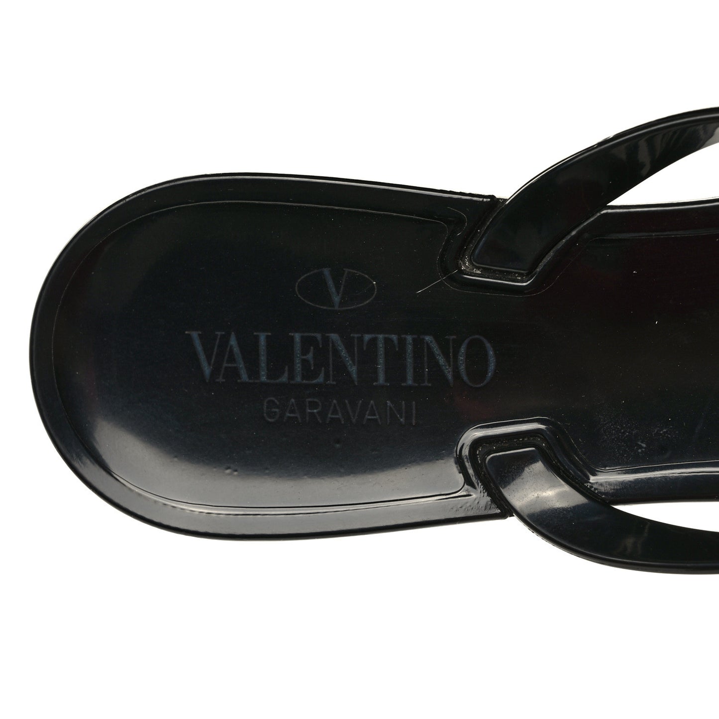 PVC Jelly Rockstud Bow Thong Sandals 41 Black