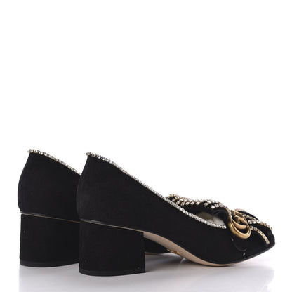Gucci Kid Scamosciato Crystal GG Marmont Fringe 50mm Loafer Pumps 39 Black 4 of 8