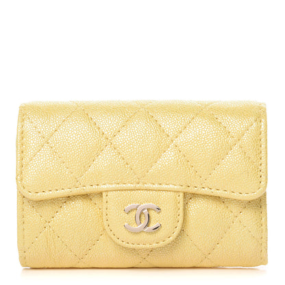 Chanel Iridescent Caviar Quilted Classic 4 Key Holder Wallet Yellow 1 of 9