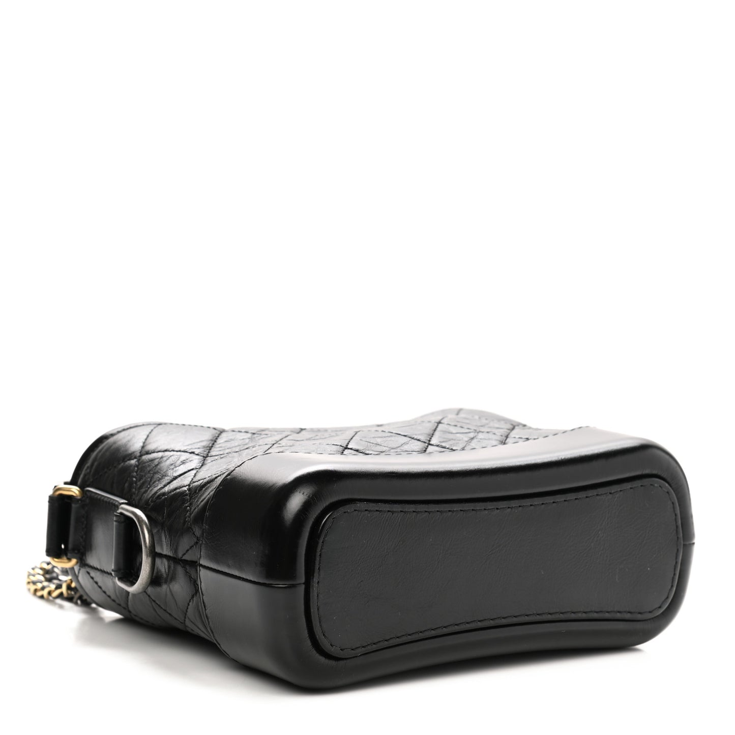 Aged Calfskin Quilted Small Gabrielle Hobo Black