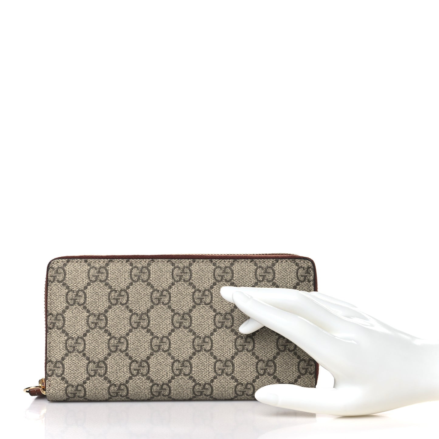 GG Supreme Monogram Cuoio Toscano Zip Around Wallet Beige Ebony Cuir