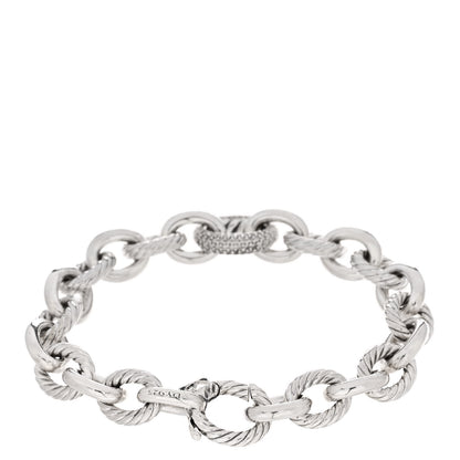 David Yurman Sterling Silver Diamond 15mm Large Oval Link Bracelet 2 of 3