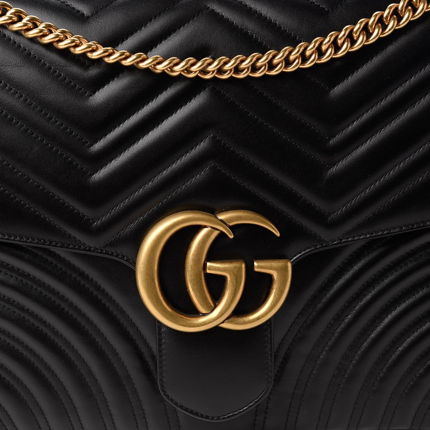 Gucci Calfskin Matelasse Large GG Marmont Shoulder Bag Black 10 of 10